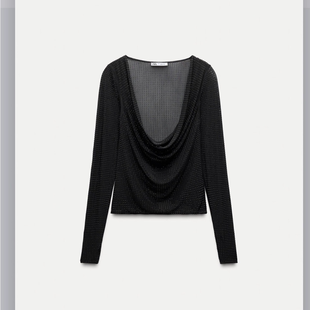 Zara rhinestone tulle top
